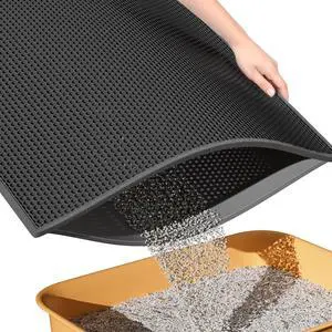 ESTHELLO Cat Litter Mat, Cat Litter Trapping Mat, Honeycomb Double Layer Design, Easy to Clean,Washable (24 x 15 Black ESTHELLO Cat Litter Mat, Cat Litter Trapping Mat, Honeycomb Double Layer Design, Easy to Clean,Washable (24 x 15 Black