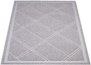 Less-Mess Litter Trapping Cat Litter Box Mat, Soft on Kitty Paws, Waterproof, Scatter Control, 24" x 35", Grey Less-Mess Litter Trapping Cat Litter Box Mat, Soft on Kitty Paws, Waterproof, Scatter Control, 24" x 35", Grey