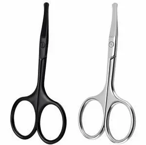 2 Pack 3.75" Premium Nose Hair Scissors, Curved Safety Blades with Rounded Tip for Trimming Small Details Facial Hair, Ear Hair, Eyebrow (Black and Silver) 2 Pack 3.75" Premium Nose Hair Scissors, Curved Safety Blades with Rounded Tip for Trimming Small Details Facial Hair, Ear Hair, Eyebrow (Black and Silver)