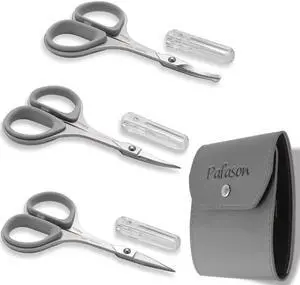PAFASON Ultra Sharp Beard Scissors Set, High Precision Straight Curved Round Tip Mustache Facial Nose Hair Trimming Tool, Stainless Steel, Safety Case, Premium Leather Pouch PAFASON Ultra Sharp Beard Scissors Set, High Precision Straight Curved Round Tip Mustache Facial Nose Hair Trimming Tool, Stainless Steel, Safety Case, Premium Leather Pouch