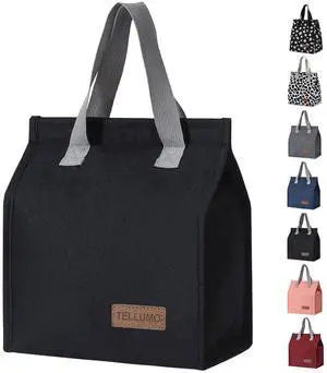 TELLUMO Insulated Lunch Bag for Men Women, Large Reusable Leakproof Lunch Box Container, Small Portable Thermal Snack Bag, Reusable Travel Office Work Beach Black Cooler Tote Bag for Adults, Dark TELLUMO Insulated Lunch Bag for Men Women, Large Reusable Leakproof Lunch Box Container, Small Portable Thermal Snack Bag, Reusable Travel Office Work Beach Black Cooler Tote Bag for Adults, Dark