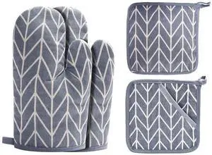 WinChange Oven Mitts and Potholders BBQ Gloves-Oven Mitts and Pot Holders Sets with Recycled Cotton Infill Silicone Non-Slip Cooking Gloves for Cooking Baking Grilling (4-Piece Set,Grey) WinChange Oven Mitts and Potholders BBQ Gloves-Oven Mitts and Pot Holders Sets with Recycled Cotton Infill Silicone Non-Slip Cooking Gloves for Cooking Baking Grilling (4-Piece Set,Grey)
