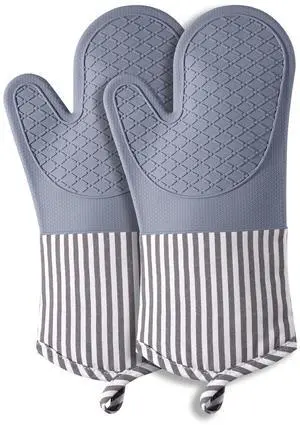 Silicone Oven Mitts, Heat Resistant Oven Gloves with Quilted Liner, Waterproof & Non-Slip Kitchen Mittens for Baking Cooking BBQ, 500°F, 13.5" Nordic Grey Silicone Oven Mitts, Heat Resistant Oven Gloves with Quilted Liner, Waterproof & Non-Slip Kitchen Mittens for Baking Cooking BBQ, 500°F, 13.5" Nordic Grey