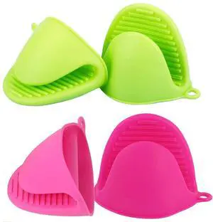Acronde 2 Pairs Mini Oven Gloves Silicone Heat Resistant Cooking Pinch Mitts Potholder for Kitchen Cooking & Baking (Green and Rose Red) Acronde 2 Pairs Mini Oven Gloves Silicone Heat Resistant Cooking Pinch Mitts Potholder for Kitchen Cooking & Baking (Green and Rose Red)