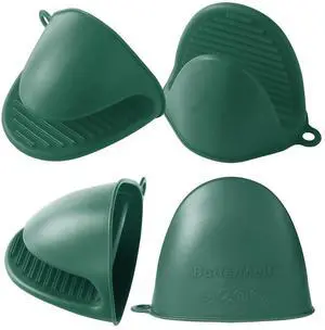 ButterMelt 4PC Silicone Oven Mitts - Dark Green Heat Resistant Non-Slip Kitchen Gloves, for Cooking, Baking, BBQ with Extra Thick Hand Protection for Hot Pots, Pans, Trays ButterMelt 4PC Silicone Oven Mitts - Dark Green Heat Resistant Non-Slip Kitchen Gloves, for Cooking, Baking, BBQ with Extra Thick Hand Protection for Hot Pots, Pans, Trays