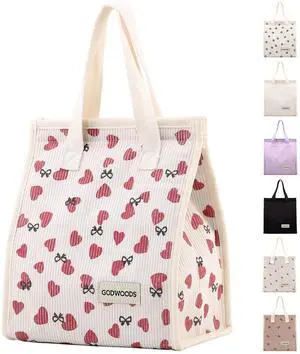 TELLUMO Corduroy Insulated Lunch Bag, 7.75L Large Capacity Reusable Lunch Box, Cute Lunch Tote for Women Men, Leakproof Lunch Cooler for Work Picnic Travel (Corduroy Love) TELLUMO Corduroy Insulated Lunch Bag, 7.75L Large Capacity Reusable Lunch Box, Cute Lunch Tote for Women Men, Leakproof Lunch Cooler for Work Picnic Travel (Corduroy Love)