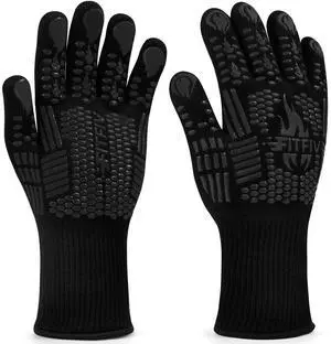 FITFIV BBQ Gloves, Oven Gloves, 1472°F Extreme Heat Resistant Barbecue Gloves, Silicone Non-Slip Oven Mitts, Kitchen for Cooking, Grilling, and Baking FITFIV BBQ Gloves, Oven Gloves, 1472°F Extreme Heat Resistant Barbecue Gloves, Silicone Non-Slip Oven Mitts, Kitchen for Cooking, Grilling, and Baking