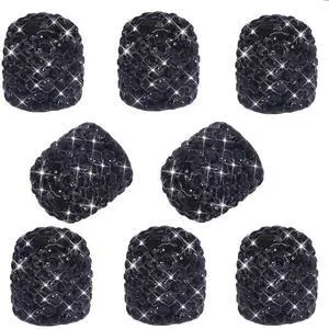 8 Pack Bling Valve Stem Caps, Sparkling Handmade Crystal Rhinestone Car Tire Valve Caps Bling Car Stem Covers Xmas Decor Chrome Attractive Dustproof (Black) 8 Pack Bling Valve Stem Caps, Sparkling Handmade Crystal Rhinestone Car Tire Valve Caps Bling Car Stem Covers Xmas Decor Chrome Attractive Dustproof (Black)
