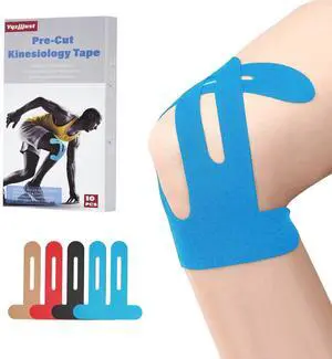 10 PCS Waterproof Kinesiology Tape for Shoulders/Knees,Precut Strips for Knee Pain Relief, Elastic Strong Adhesive Athletic Tape, Latex-Free Hypoallergenic Sports Tape (Blue) 10 PCS Waterproof Kinesiology Tape for Shoulders/Knees,Precut Strips for Knee Pain Relief, Elastic Strong Adhesive Athletic Tape, Latex-Free Hypoallergenic Sports Tape (Blue)