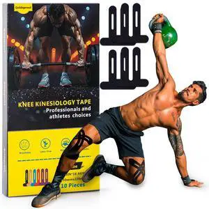 Precut Kinesiology Tape for Knees,10 PCS Waterproof & Breathable Knee Support Tape, Elastic Knee Support & Stability - Athlete-Level Protection - Hypoallergenic Latex-Free (Black) Precut Kinesiology Tape for Knees,10 PCS Waterproof & Breathable Knee Support Tape, Elastic Knee Support & Stability - Athlete-Level Protection - Hypoallergenic Latex-Free (Black)