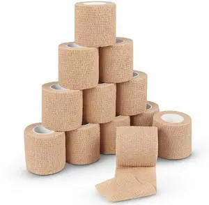 Self Adherent Cohesive Bandages 3" x 5 Yards - 12 Count, Tan Self Adherent Cohesive Bandages 3" x 5 Yards - 12 Count, Tan