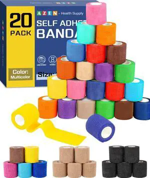 20 Pack Self Adhesive Bandage Wrap, Elastic Cohesive Bandage Wrap, Color Athletic Tape, Vet Wrap, Ankle Tape 20 Pack Self Adhesive Bandage Wrap, Elastic Cohesive Bandage Wrap, Color Athletic Tape, Vet Wrap, Ankle Tape