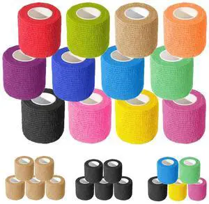 12 Pack 2 Inch x 5 Yards Self Adhesive Bandage Breathable Cohesive Bandage Wrap Rolls Elastic Self-Adherent Tape for Stretch Athletic, Sports, Wrist, Ankle (Colorful, 2 Inch) 12 Pack 2 Inch x 5 Yards Self Adhesive Bandage Breathable Cohesive Bandage Wrap Rolls Elastic Self-Adherent Tape for Stretch Athletic, Sports, Wrist, Ankle (Colorful, 2 Inch)
