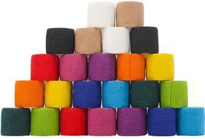 24 Pack Self Adhesive Bandage Wrap 2 Inch, Athletic Elastic Non Woven Cohesive Bandage for Sports, Wrist, Ankle Sprains, Swelling and Vet Wrap (Rainbow) 24 Pack Self Adhesive Bandage Wrap 2 Inch, Athletic Elastic Non Woven Cohesive Bandage for Sports, Wrist, Ankle Sprains, Swelling and Vet Wrap (Rainbow)