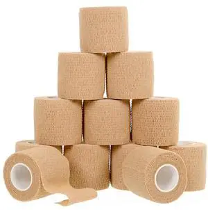 12 Pack Self-Adhesive Bandage Wrap - 2 Inches x 5 Yards - Elastic Self Adherent Cohesive Wrap Bandage - Breathable Athletic Tape for Wrists, Knee, Ankle - First Aid Sports - Brown 12 Pack Self-Adhesive Bandage Wrap - 2 Inches x 5 Yards - Elastic Self Adherent Cohesive Wrap Bandage - Breathable Athletic Tape for Wrists, Knee, Ankle - First Aid Sports - Brown