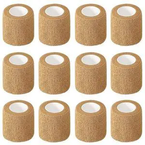 12 Pack Self-Adhesive Athletic Bandage Wrap 2 Inch x 5 Yards Skin Color Elastic Cohesive Sports Tape Breathable for Wrist, Ankle, Knee Support - Ideal for Athletics, Workouts & Injury Recovery 12 Pack Self-Adhesive Athletic Bandage Wrap 2 Inch x 5 Yards Skin Color Elastic Cohesive Sports Tape Breathable for Wrist, Ankle, Knee Support - Ideal for Athletics, Workouts & Injury Recovery