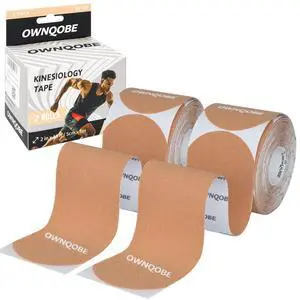 Kinesiology Tape, 2 Rolls, 40 Precut Strips, Waterproof, Beige Kinesiology Tape, 2 Rolls, 40 Precut Strips, Waterproof, Beige