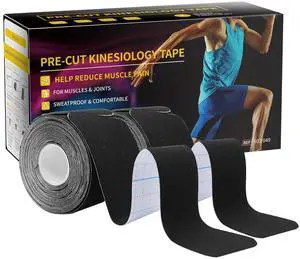 Precut Kinesiology Tape, Black, 2 Rolls, 40 Strips 10 Inches Each Precut Kinesiology Tape, Black, 2 Rolls, 40 Strips 10 Inches Each