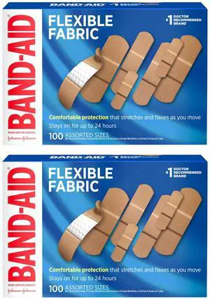 Brand Flexible Fabric Adhesive Bandages, Assorted, 2 x 100 Count Brand Flexible Fabric Adhesive Bandages, Assorted, 2 x 100 Count