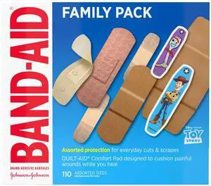 Brand Adhesive Bandages Family Pack, Assorted Sizes, 110 Count Brand Adhesive Bandages Family Pack, Assorted Sizes, 110 Count