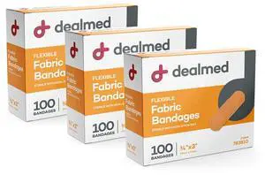 Fabric Bandages - Flexible, Latex Free - 100 Count (3 Pack) Fabric Bandages - Flexible, Latex Free - 100 Count (3 Pack)