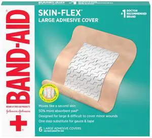 Skin-Flex Adhesive Bandages, Large Size, 6 Count Skin-Flex Adhesive Bandages, Large Size, 6 Count