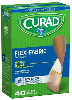 Flex-Fabric Adhesive Bandages, 3/4" x 2-1/2", Superior Wound Care, 40 Count, 1 Box Flex-Fabric Adhesive Bandages, 3/4" x 2-1/2", Superior Wound Care, 40 Count, 1 Box