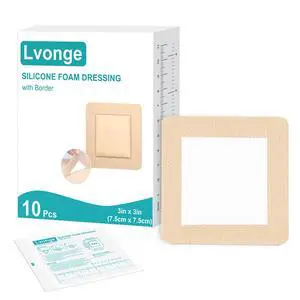 Silicone Foam Dressing 3"x3", Waterproof Absorbent Wound Dressing Bandages for Wound Care,10 Pack Wound Silicone Large Bandages Silicone Foam Dressing 3"x3", Waterproof Absorbent Wound Dressing Bandages for Wound Care,10 Pack Wound Silicone Large Bandages