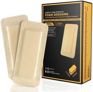Care Silicone Foam Dressing with Adhesive Border | Highly Absorbent Hypoallergenic Bandages for Chronic Wounds, Bed Sores, Pressure Ulcers | Gentle & Secure Adhesion (2" x 5" | 10 Pack) Care Silicone Foam Dressing with Adhesive Border | Highly Absorbent Hypoallergenic Bandages for Chronic Wounds, Bed Sores, Pressure Ulcers | Gentle & Secure Adhesion (2" x 5" | 10 Pack)