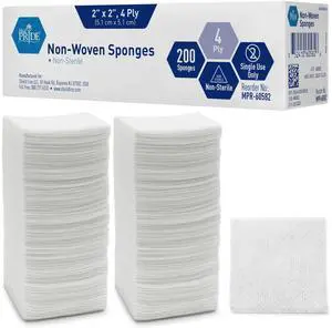 Surgical Sponges 2'' x 2'' 200 Pack - Gauze Pads Non sterile - First Aid Wound Care Dressing Sponge n-Woven Medical, Non-Adherent Mesh Bandages Absorbent for Injuries 4 Ply Surgical Sponges 2'' x 2'' 200 Pack - Gauze Pads Non sterile - First Aid Wound Care Dressing Sponge n-Woven Medical, Non-Adherent Mesh Bandages Absorbent for Injuries 4 Ply