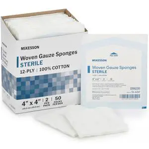 Sterile Woven Gauze Sponges 4x4, 50 ct, 25 Pouches, 2 per Pouch Sterile Woven Gauze Sponges 4x4, 50 ct, 25 Pouches, 2 per Pouch