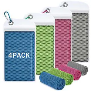 4 Pack Cooling Towels (40"x12"), Soft Breathable Cooling Towels for Neck and Face, Microfiber Workout Towels for Yoga, Golf, Running, Hiking & More Activities 4 Pack Cooling Towels (40"x12"), Soft Breathable Cooling Towels for Neck and Face, Microfiber Workout Towels for Yoga, Golf, Running, Hiking & More Activities