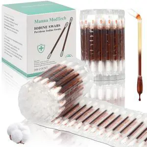 Premium Organic Cotton Iodine SwabsFSA Eligible HSA Eligible, Sterile Snap & Flow Design, Individually Packaged Wound Care for Cuts, Scrapes & Burns 200 Count Premium Organic Cotton Iodine SwabsFSA Eligible HSA Eligible, Sterile Snap & Flow Design, Individually Packaged Wound Care for Cuts, Scrapes & Burns 200 Count