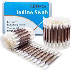 100 Disposable Iodophor Swabs Outdoor Supplies Medical Cotton Swabs Iodine Individually Packaged Cotton Swabs Iodine Swabs for Nose Care (Brown 100) 100 Disposable Iodophor Swabs Outdoor Supplies Medical Cotton Swabs Iodine Individually Packaged Cotton Swabs Iodine Swabs for Nose Care (Brown 100)