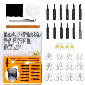 Upgraded All-in-One Magnetic Eyeglass Repair kit with Magnifying Glass, Repair Tool Kit with 12 Interchangeable Screwdriver Bits, Nose Pads, Screws and Tweezer for Eyeglass, Sunglass, Watch, Laptop Upgraded All-in-One Magnetic Eyeglass Repair kit with Magnifying Glass, Repair Tool Kit with 12 Interchangeable Screwdriver Bits, Nose Pads, Screws and Tweezer for Eyeglass, Sunglass, Watch, Laptop