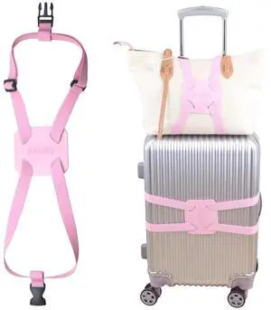 Luggage Bungee Strap for Suitcases - Add a Bag, Travel Bag Bungee Belt - Pink Luggage Strap (1PCS) Luggage Bungee Strap for Suitcases - Add a Bag, Travel Bag Bungee Belt - Pink Luggage Strap (1PCS)