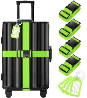 8 Pack Luggage Straps and Tags Set - 4 Straps, 4 Tags, Suitcase Belt 8 Pack Luggage Straps and Tags Set - 4 Straps, 4 Tags, Suitcase Belt