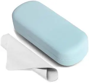 Glasses Case Hard Shell Large Eyeglasses Case, Light Blue Glasses Case Hard Shell Large Eyeglasses Case, Light Blue