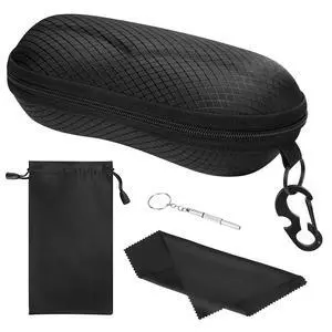 Sunglasses Case,Hard Shell Glasses Case EVA Semi-Hard with Hook,Black Sunglasses Case,Hard Shell Glasses Case EVA Semi-Hard with Hook,Black