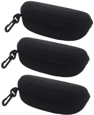 3Pcs Hardshell Sunglasses Case/Eyeglasses Box with Zipper and Hook For Men & Women Black 3Pcs Hardshell Sunglasses Case/Eyeglasses Box with Zipper and Hook For Men & Women Black