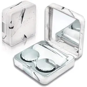 Contact Lens Case, Portable Cute Eye Contacts Colored Lenses Applicator Remover Tool Kit with Mirror Solution Bottle for Travel Daily Outdoor (Square, Silver) Contact Lens Case, Portable Cute Eye Contacts Colored Lenses Applicator Remover Tool Kit with Mirror Solution Bottle for Travel Daily Outdoor (Square, Silver)