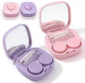 Contact Lens Case Travel Kit, Leakproof Cute Contact Lenses Applicator Remover Tool with Mirror Solution Bottle for Daily Outdoor Pink Purple (2 Pack) Contact Lens Case Travel Kit, Leakproof Cute Contact Lenses Applicator Remover Tool with Mirror Solution Bottle for Daily Outdoor Pink Purple (2 Pack)