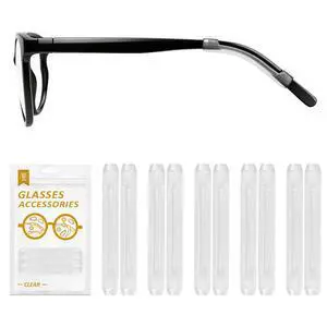 Soft Silicone Eyeglasses Temple Tips Sleeve Retainer, Anti-Slip Elastic Comfort Eyeglass Ear Grippers for Eyeglasses Sunglasses Reading Glasses Eyewear, 5 pairs - Clear Soft Silicone Eyeglasses Temple Tips Sleeve Retainer, Anti-Slip Elastic Comfort Eyeglass Ear Grippers for Eyeglasses Sunglasses Reading Glasses Eyewear, 5 pairs - Clear