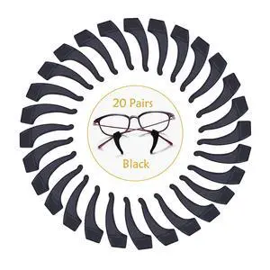 20 Pairs Black Glasses Ear Grip, Comfortable Silicone Elastic Eyeglasses Temple Tips Sleeve Retainer, Silicone Ear Hook - for Eyewear Glasses, Sports Eyeglasses 20 Pairs Black Glasses Ear Grip, Comfortable Silicone Elastic Eyeglasses Temple Tips Sleeve Retainer, Silicone Ear Hook - for Eyewear Glasses, Sports Eyeglasses
