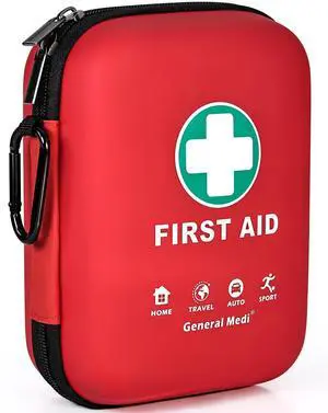 First Aid Kit - 170 Pieces Hard Case and Lightweight - Great for Travel, Home, Office, Vehicle, Camping, Workplace & Outdoor (Red) First Aid Kit - 170 Pieces Hard Case and Lightweight - Great for Travel, Home, Office, Vehicle, Camping, Workplace & Outdoor (Red)