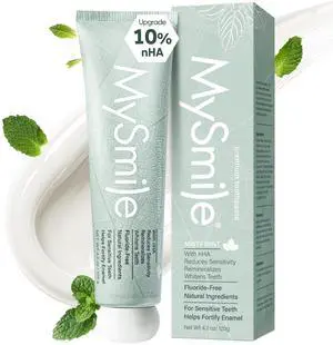 Fluoride Free Nano Hydroxyapatite Toothpaste for Sensitive Teeth, Strengthens Enamel, Remineralizes & Whitens Teeth, Freshens Breath for Adults, SLS Free, Natural Misty Mint, 4.2 oz Fluoride Free Nano Hydroxyapatite Toothpaste for Sensitive Teeth, Strengthens Enamel, Remineralizes & Whitens Teeth, Freshens Breath for Adults, SLS Free, Natural Misty Mint, 4.2 oz
