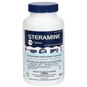 Sanitizing Tablets, Sanitize Food Contact Surfaces, Model 1-G, 150 Sanitizer Tablets per Bottle, Blue, Pack of 1 Bottle Sanitizing Tablets, Sanitize Food Contact Surfaces, Model 1-G, 150 Sanitizer Tablets per Bottle, Blue, Pack of 1 Bottle
