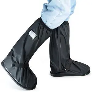 Waterproof Rain Boot Covers with Safety Reflector, Black, L Waterproof Rain Boot Covers with Safety Reflector, Black, L