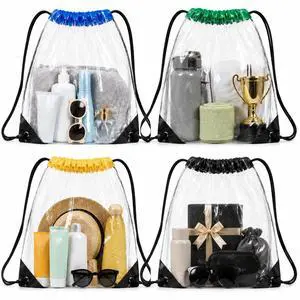 4PCS Clear Drawstring Bags - Stadium Approved String Backpacks 4PCS Clear Drawstring Bags - Stadium Approved String Backpacks