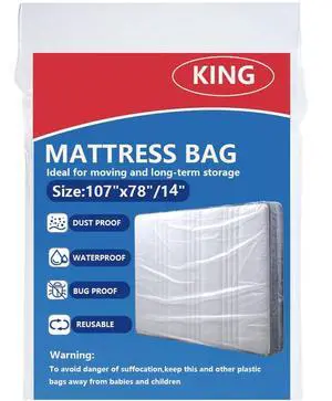 Plastic Mattress Bag for Moving Storage, Mattress Protector Cover ,Mattress Bag for Disposal (King) Plastic Mattress Bag for Moving Storage, Mattress Protector Cover ,Mattress Bag for Disposal (King)